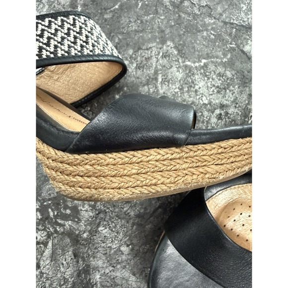 Sofft Womens Black White Woven Leather Platform Slingback Comfort Heels Sz 11M - Picture 11 of 16